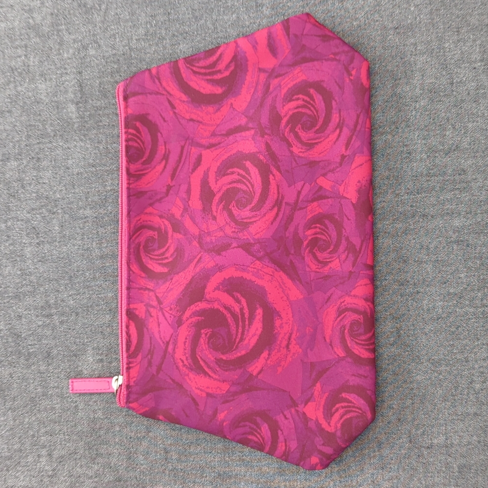 New Lancome Cosmetic Bag Fuchsia Rose Pattern
